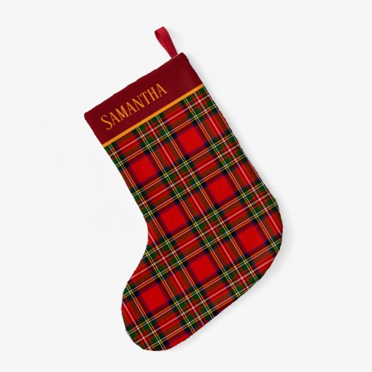 Custom Royal Stewart Clan Tartan Plaid Name Kleiner Weihnachtsstrumpf (Rückseite (Hängend))