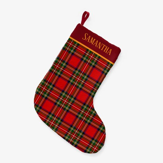 Custom Royal Stewart Clan Tartan Plaid Name Kleiner Weihnachtsstrumpf (Vorderansicht (hängend))