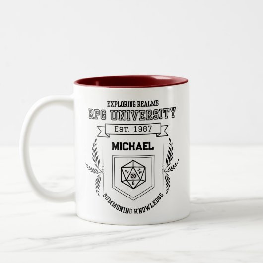 Custom RPG University - Funny RPG Liebhaber Zweifarbige Tasse (Links)