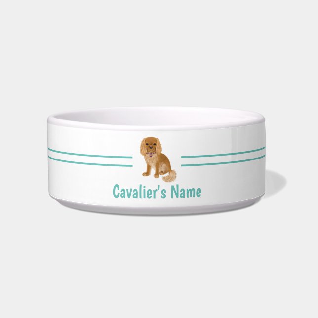 Custom Ruby Cavalier King Charles Spaniel Dog Bowl Napf (Vorderseite)