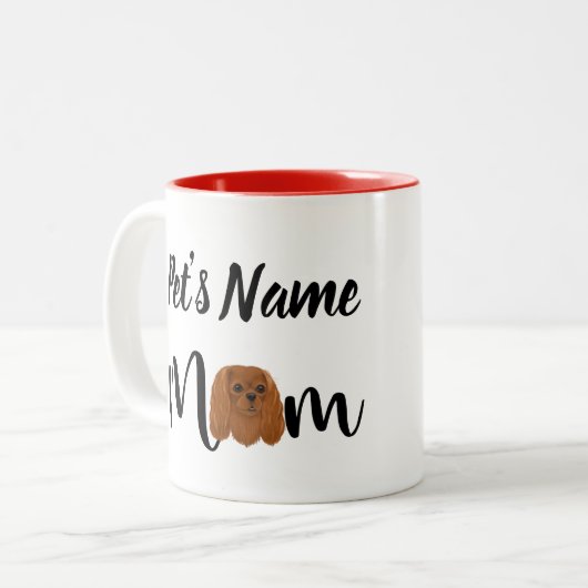 Custom Ruby Cavalier King Charles Spaniel Gift Zweifarbige Tasse (Vorderseite Links)