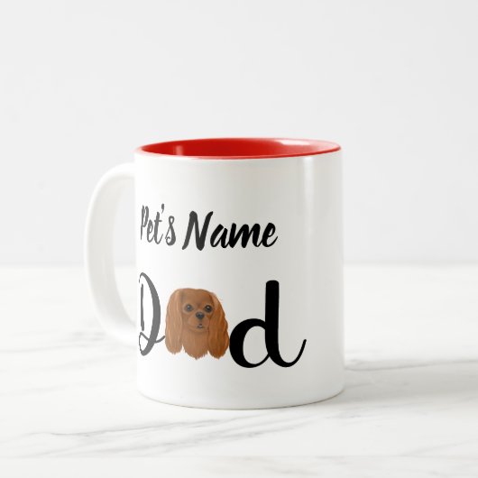 Custom Ruby Cavalier King Charles Spaniel Zweifarbige Tasse (Vorderseite Links)