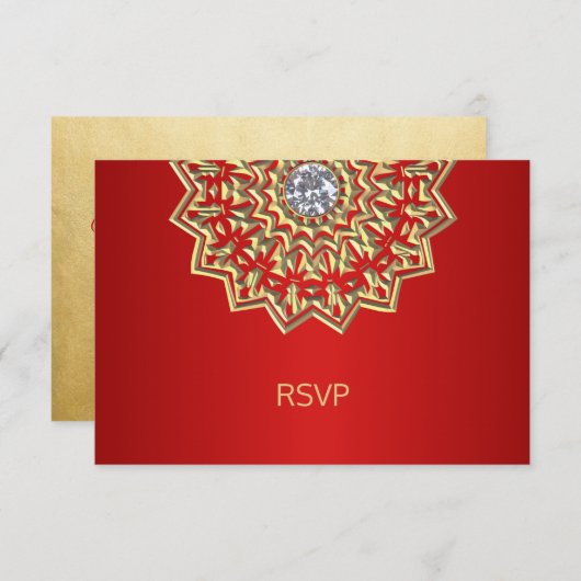 Custom Ruby RED Gold Indian Mandala UAWG Wedding Einladung (Vorne/Hinten)
