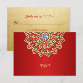 Custom Ruby RED Gold Indian Mandala UAWG Wedding Einladung