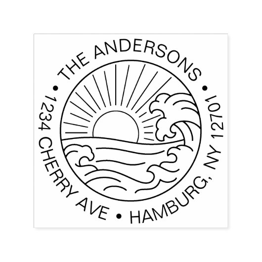 Custom Rücksendeadresse Beach Waves Wedding Permastempel (Design)