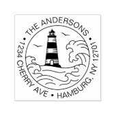Custom Rücksendeadresse Lighthouse Coastal Nautic Permastempel (Design)