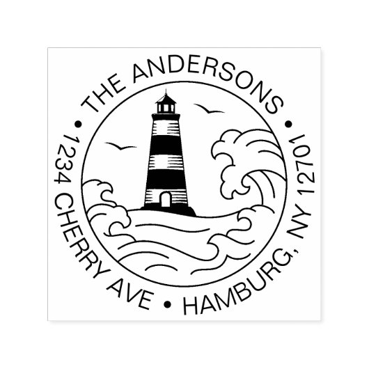 Custom Rücksendeadresse Lighthouse Coastal Nautic Permastempel (Design)