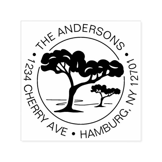 Custom Rücksendeadresse Umbrella Pine Tree Permastempel (Design)