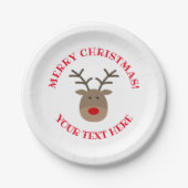 Custom Rudolph die Rentiere Weihnachts-Party-Telle Pappteller (Vorderseite)