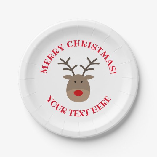 Custom Rudolph die Rentiere Weihnachts-Party-Telle Pappteller (Vorderseite)