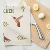 Custom Rufous Hummingbirds Geschirrtuch (Viertel Falte)