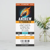 Custom Rugby Birthday Ticket Einladung (Stehend Vorderseite)