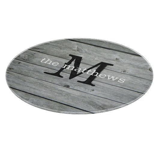 Custom Russe Name Country Farmhouse Mit Monogramm Schneidebrett (Ecke)