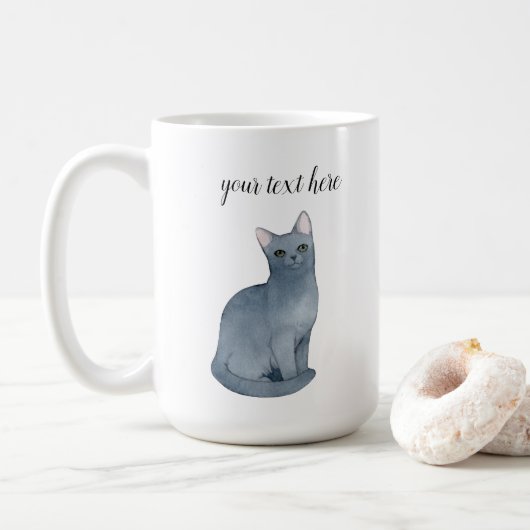 Custom Russian Blue Cat Bree Coffee Tasse Gift (Mit Donut)