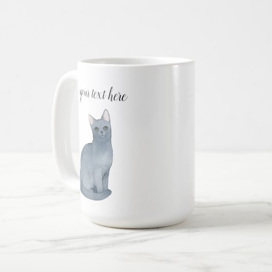 Custom Russian Blue Cat Bree Coffee Tasse Gift (Vorderseite Links)