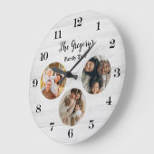 Custom Rustic 3 Foto Collage Fun Family Time Große Wanduhr (Winkel)