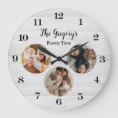 Custom Rustic 3 Foto Collage Fun Family Time Große Wanduhr (Vorderseite)