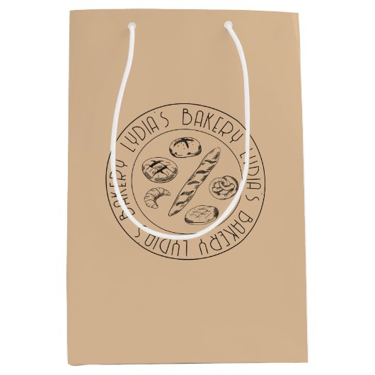 Custom Rustic Bakery Logo Kraft Paper Bag Mittlere Geschenktüte (Vorderseite)