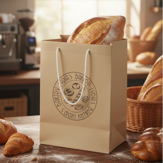 Custom Rustic Bakery Logo Kraft Paper Bag Mittlere Geschenktüte