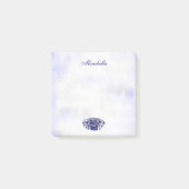 Custom Rustic Blue White Floral Imitate Leinwand S Post-it Klebezettel (Vorderseite)