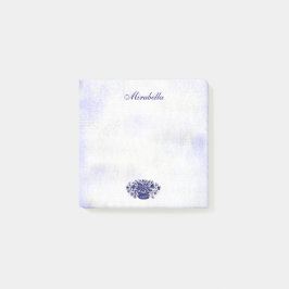 Custom Rustic Blue White Floral Imitate Leinwand S Post-it Klebezettel