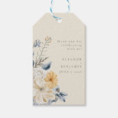 Custom Rustic Blue Yellow Floral Wedding Vielen Da Geschenkanhänger (Vorderseite)