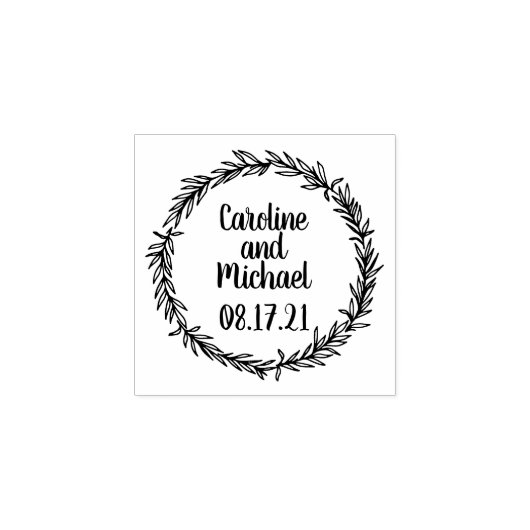 Custom Rustic Botanical Country Wreath Wedding Gummistempel (Prägung)