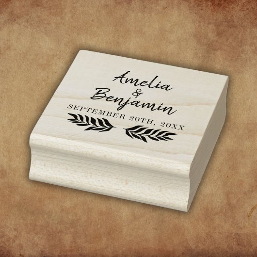 Custom Rustic Bride Groom Names Wedding Gummistempel