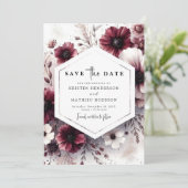 Custom Rustic Burgundy Wedding Save The Date (Stehend Vorderseite)