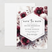 Custom Rustic Burgundy Wedding Save The Date (Vorne/Hinten)