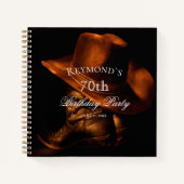 Custom Rustic Cowboy Boots Birthday Gästebuch Notizblock (Vorderseite)