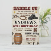 Custom Rustic Cowboy Western Birthday Party Einladung (Stehend Vorderseite)