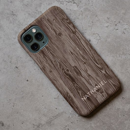 Custom Rustic Dunkelbraun farbige Imitat Woodgrain Case-Mate iPhone Hülle