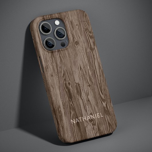 Custom Rustic Dunkelbraun farbige Imitat Woodgrain iPhone Hülle