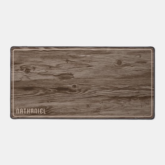 Custom Rustic Dunkelbraun farbige Imitat Woodgrain Schreibtischunterlage (Vorderseite)