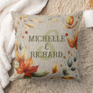 Custom Rustic Fall Leaf Monogram Kissen