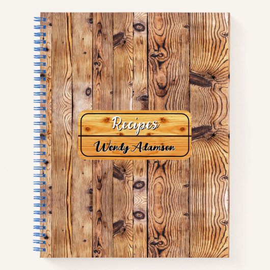 Custom Rustic Familie Rezept Journal. | Retro Wood Notizblock (Vorderseite)