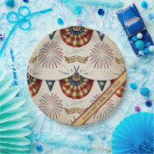 Custom Rustic Flag Fireworks 4. Juli Pappteller (Party)