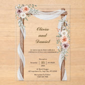 Custom Rustic Floral Acrylic Wedding Einladungen (Vorderseite)
