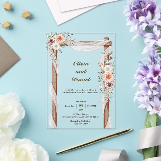 Custom Rustic Floral Acrylic Wedding Einladungen (In Situ (Hochzeit))
