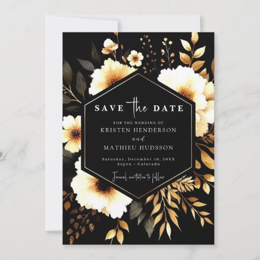 Custom Rustic Gold and Black Wedding Save The Date (Vorderseite)
