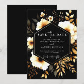 Custom Rustic Gold and Black Wedding Save The Date (Vorne/Hinten)