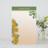 Custom Rustic Golden Floral Blätter Kunst Grenzen Briefpapier (Stehend Vorderseite)