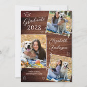 Custom Rustic Graduate 3 Foto Doodle Abschluss Einladung (Vorderseite)