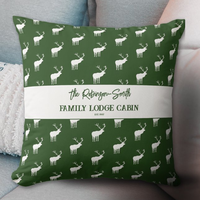 Custom Rustic Green White Elch Silhouette Kissen (Von Creator hochgeladen)