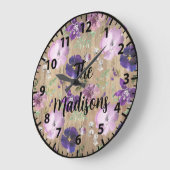 Custom Rustic Holz Blume Einzigartig Elegant Lila Große Wanduhr (Winkel)
