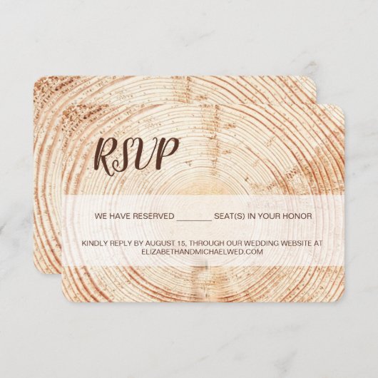 Custom Rustic Holz Getreide Skript Hochzeit RSVP (Vorne/Hinten)
