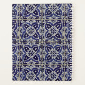 Custom Rustic Italian Azulejo Blue White Geometric Planer (Rückseite)