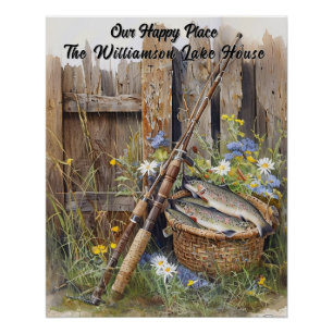 Custom Rustic Lake House Fischereikabine Poster