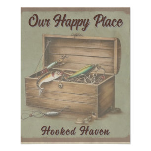 Custom Rustic Lake House Fischereikabine Poster